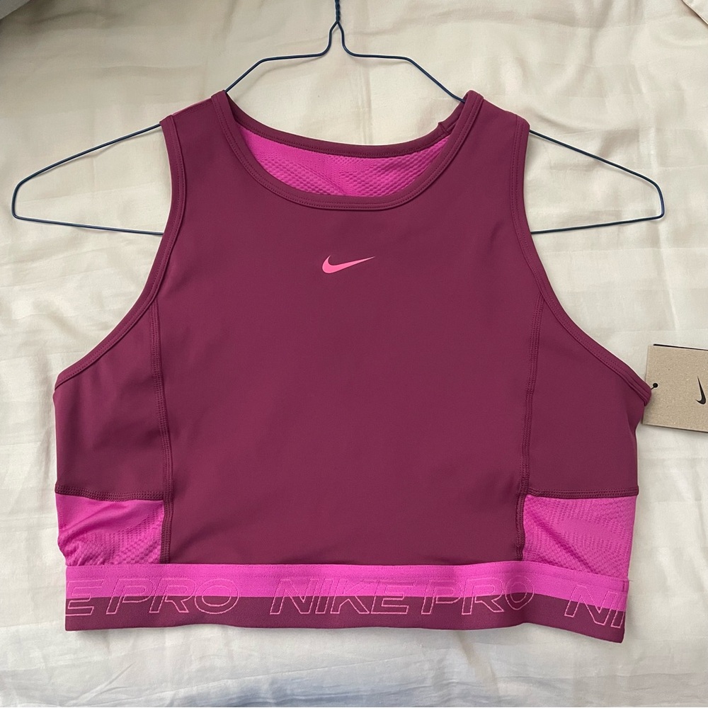 Nike Pro Dri-FIT Cropped Tank Top Sports Bra Pink Magenta Size Small 4/6 NWT